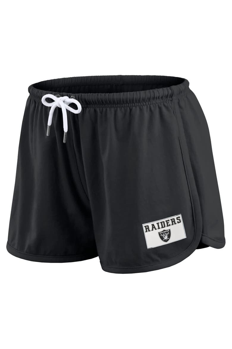 Women's WEAR by Erin Andrews Black Las Vegas Raiders Heavy Rugby Jersey Long Sleeve T-Shirt & Shorts Lounge Set, Alternate, color, Black