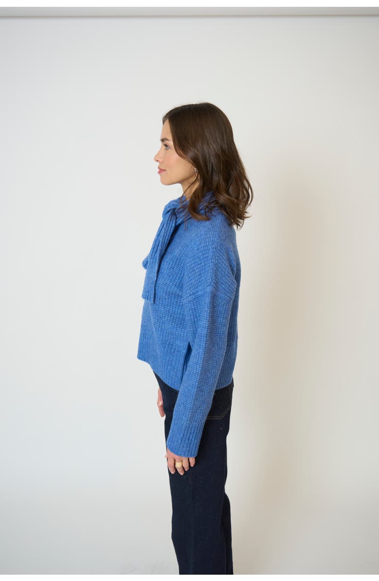 Central Park West Rayna Scarf Neck Waffle Stitch Sweater, Alternate, color, Blue