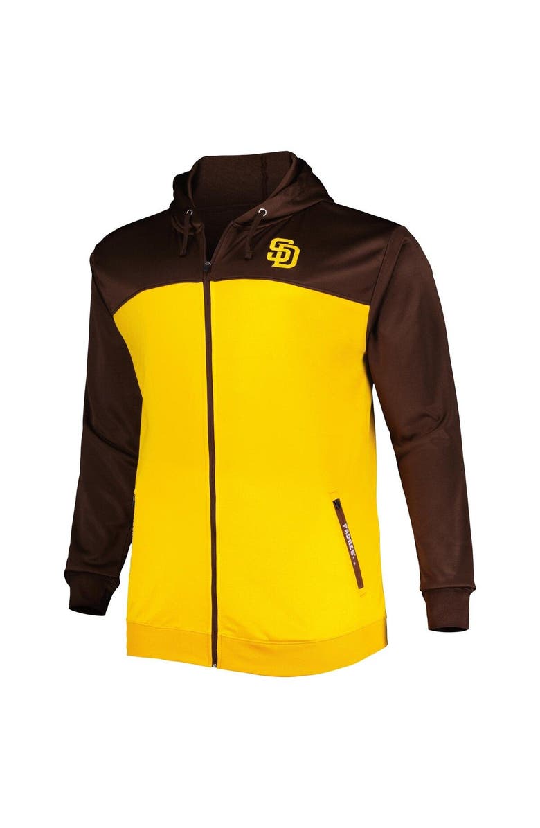 PROFILE Men's Brown/Gold San Diego Padres Big & Tall Yoke Full-Zip Hoodie, Alternate, color, Brown