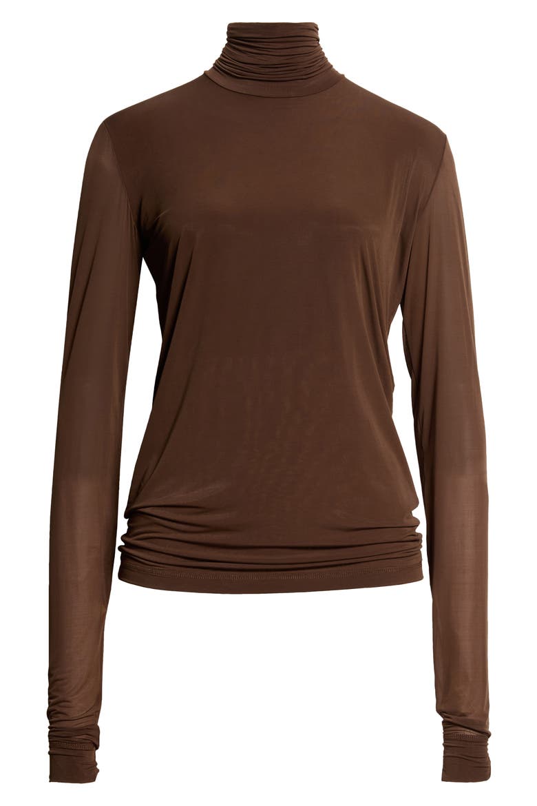 Jersey Turtleneck Top, Main, color, MARRON FONCE