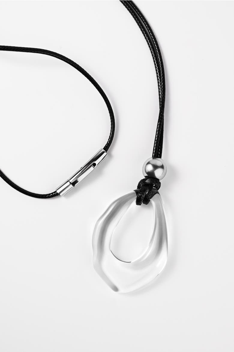 See Through Sphere Cord Necklace, Alternate, color, Silver
