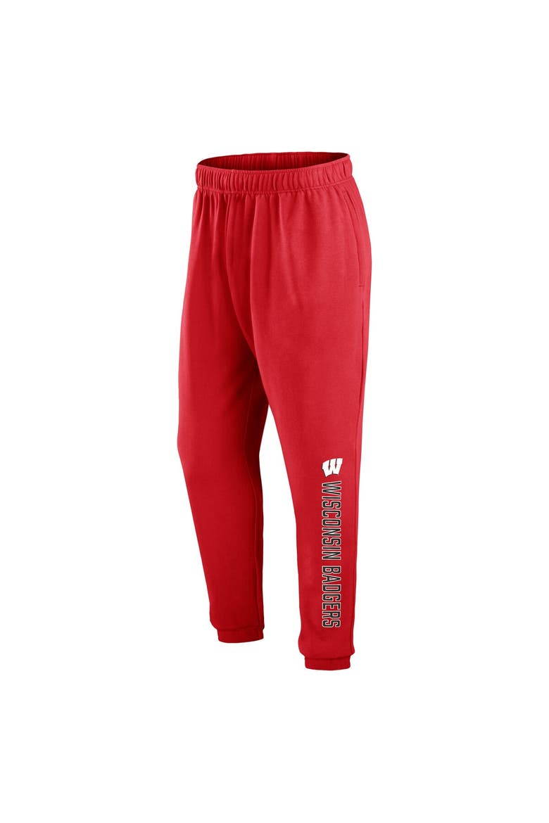 Men's Fanatics Branded Red Wisconsin Badgers Chop Block Fleece Sweatpants, Alternate, color, Red