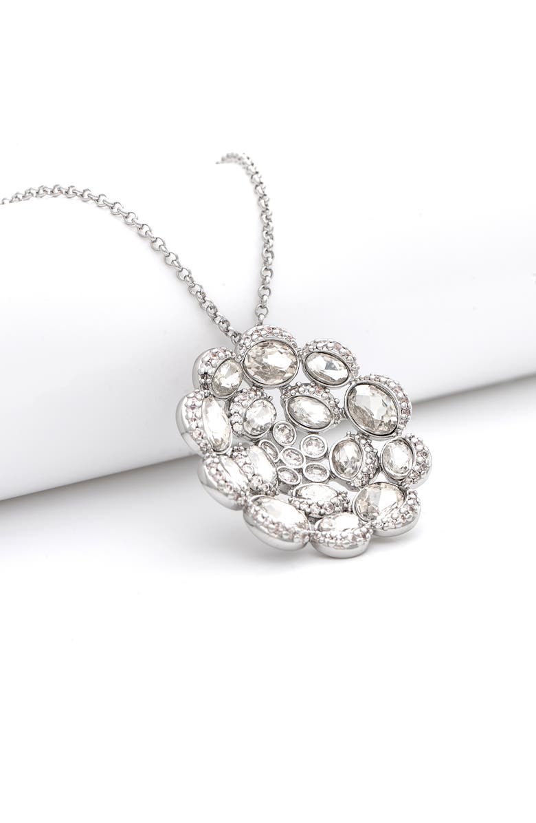 RIVKA FRIEDMAN Pavé CZ Flower Pendant Necklace, Alternate, color, White Rhodium