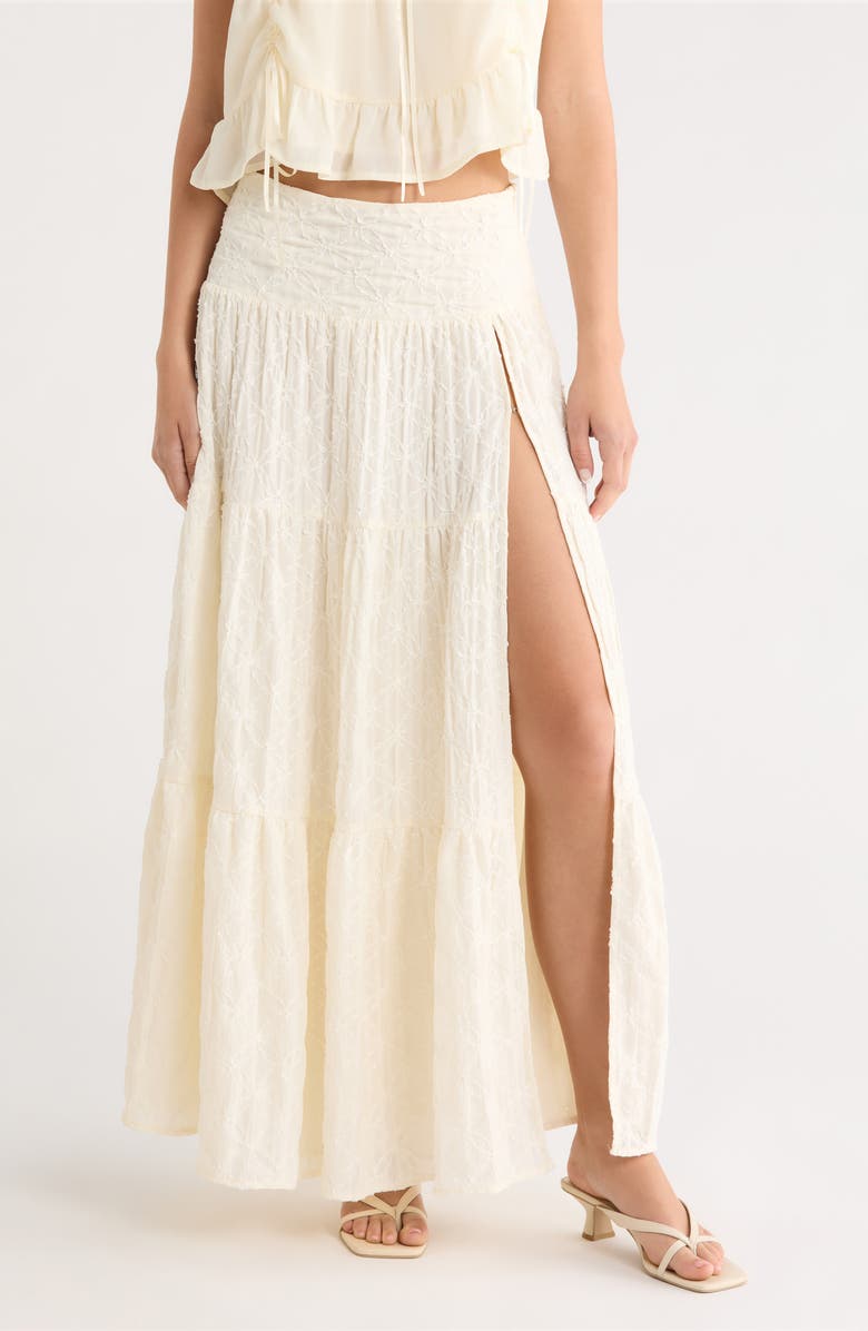 Princess Polly Embroidered Maxi Skirt, Main, color, Cream