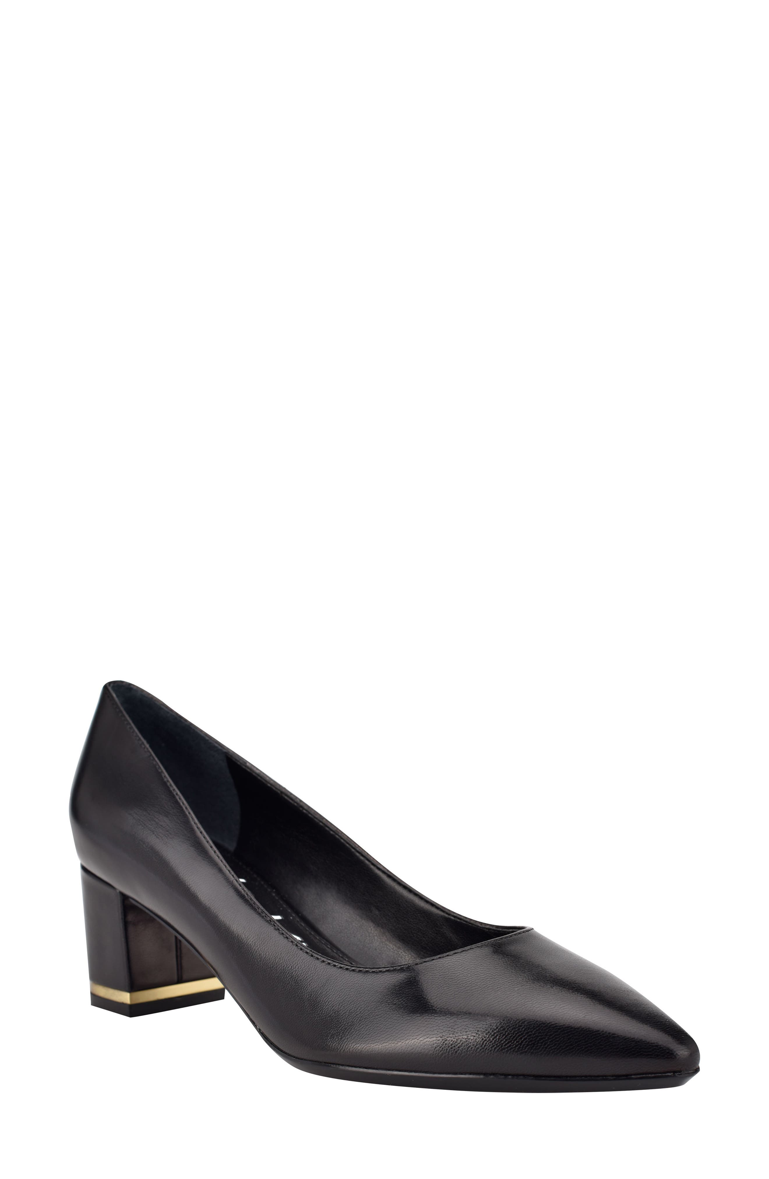 Nita Block Heel Pump, Main, color, BLACK LEATHER