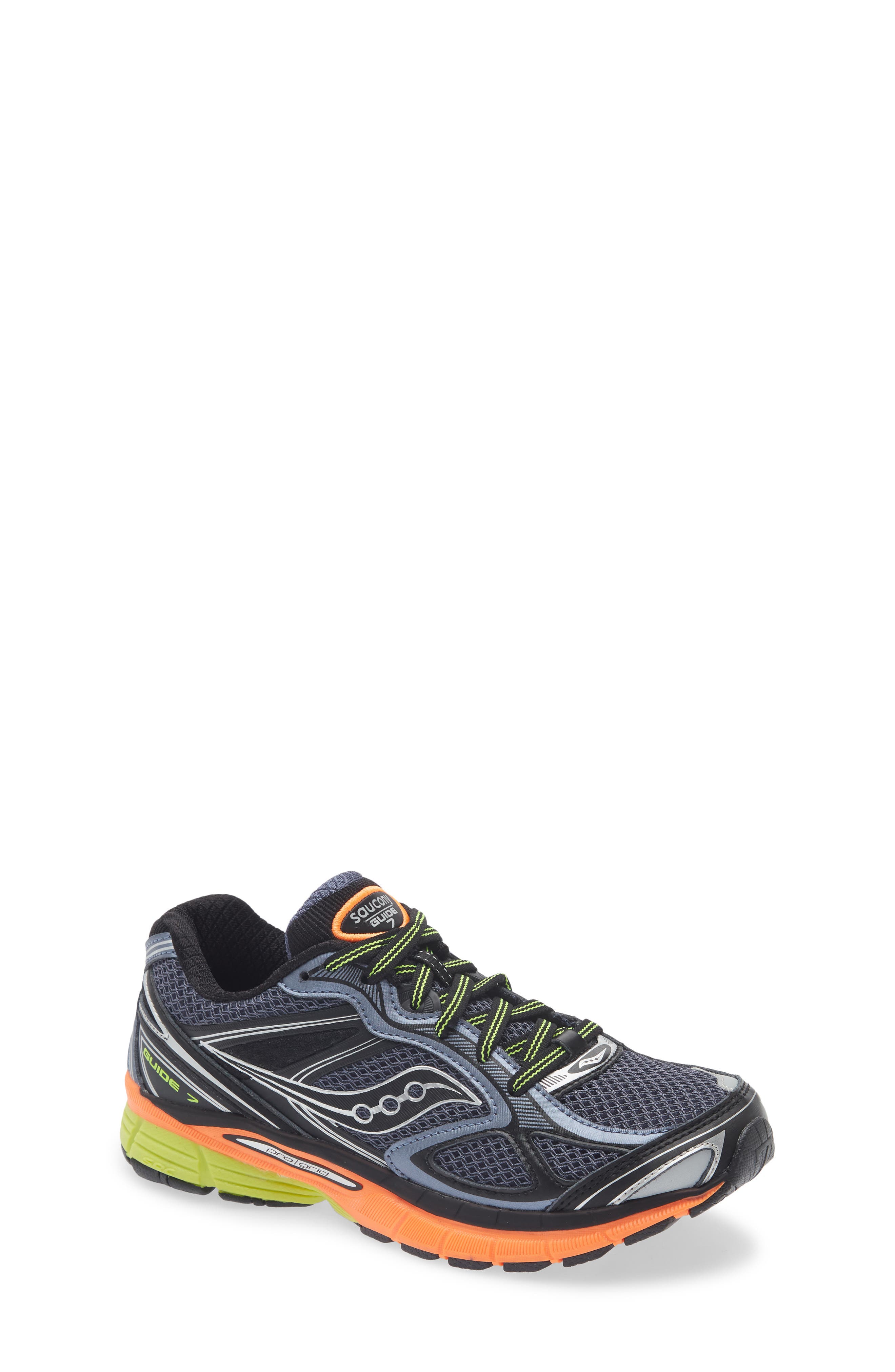 Saucony Kids' ProGrid Guide 7 Sneaker, Main, color, Folkstone Black Orange