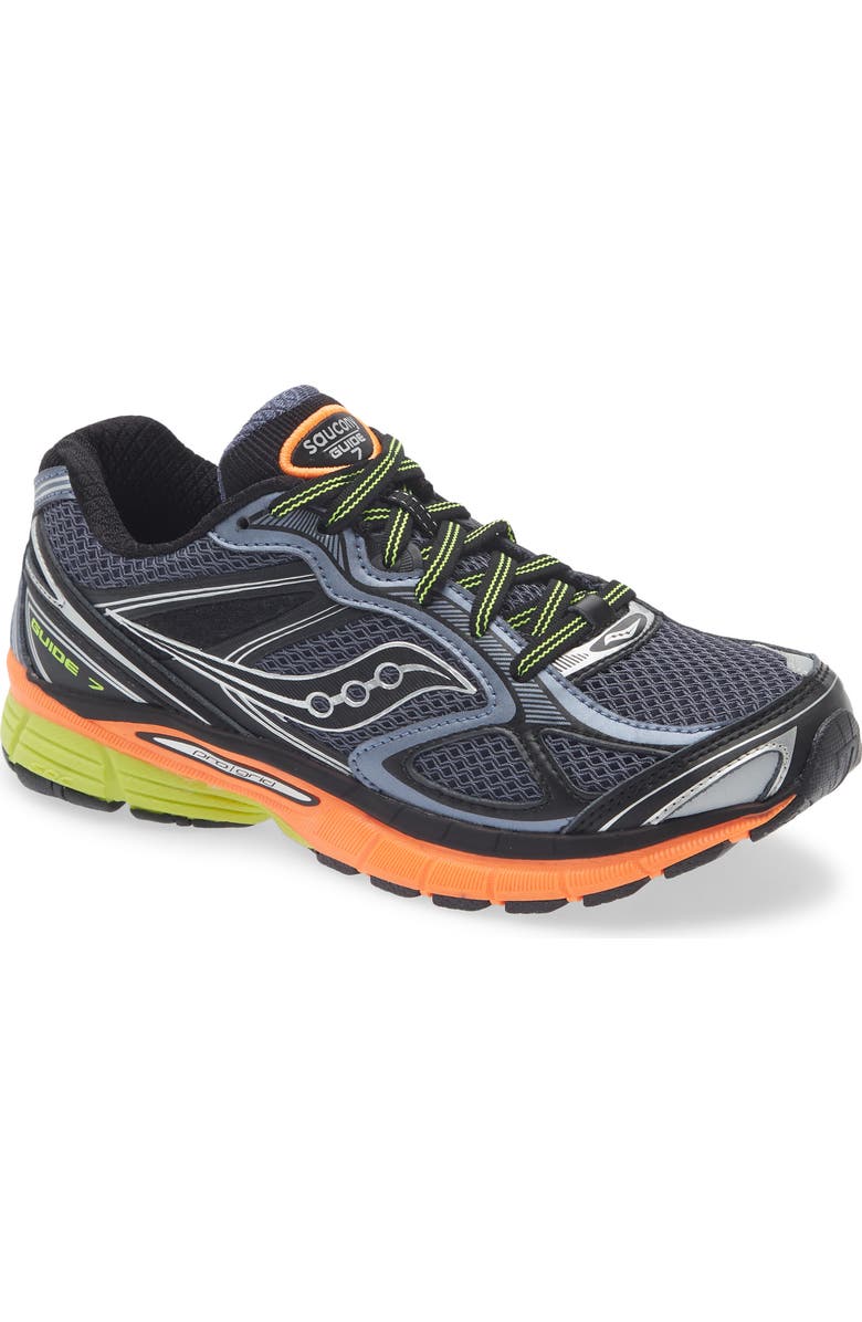 Saucony Kids' ProGrid Guide 7 Sneaker, Main, color, Folkstone Black Orange