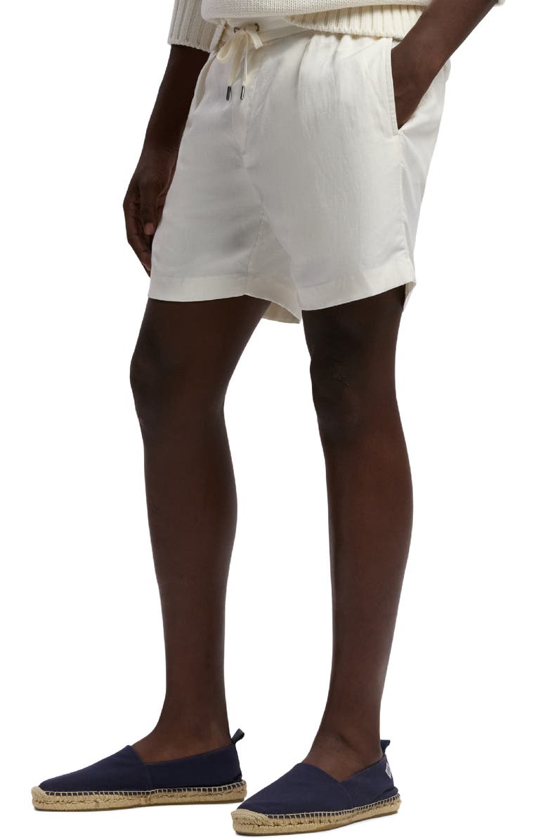 Ralph Lauren Purple Label Pleated Silk & Linen Drawstring Shorts, Alternate, color, Deckwash White