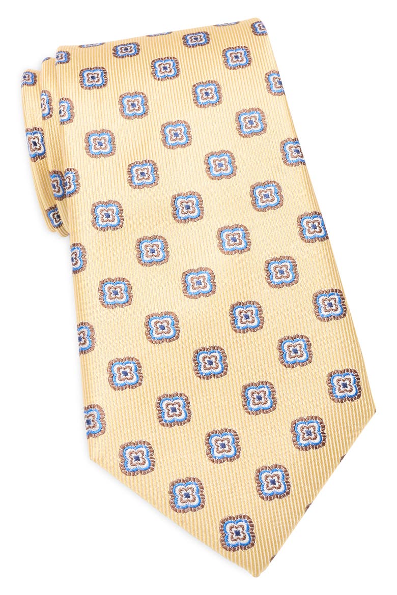Medallion Silk Tie, Main, color, YELLOW