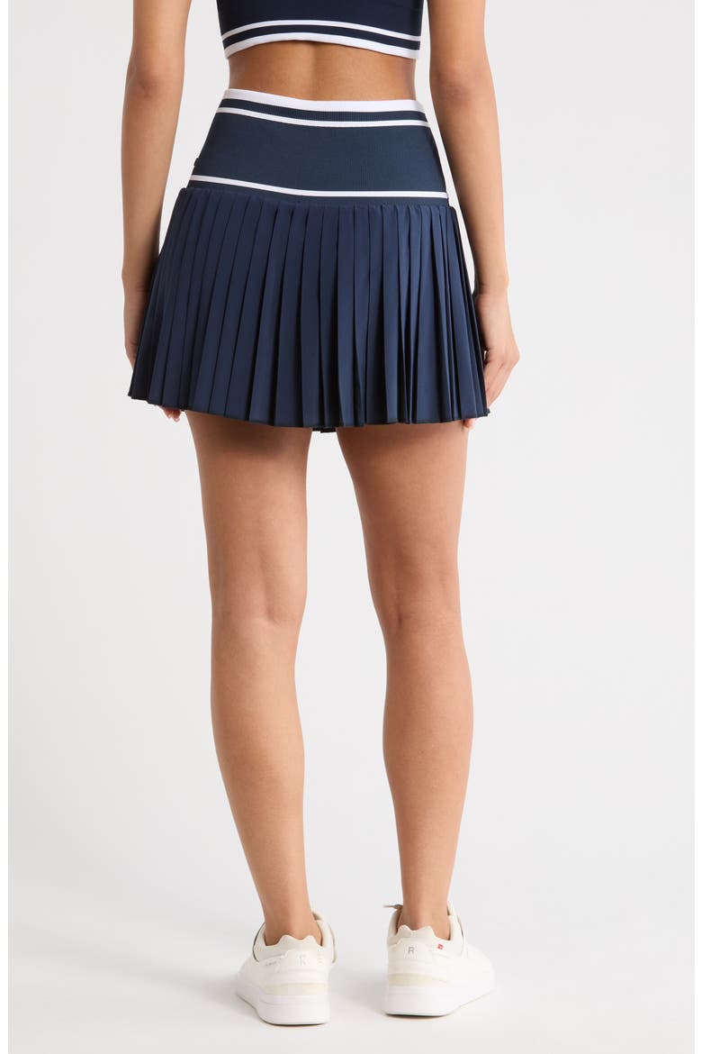 Mixed Media Pleated Sport Skirt, Alternate, color, NAVY SAPPHIRE