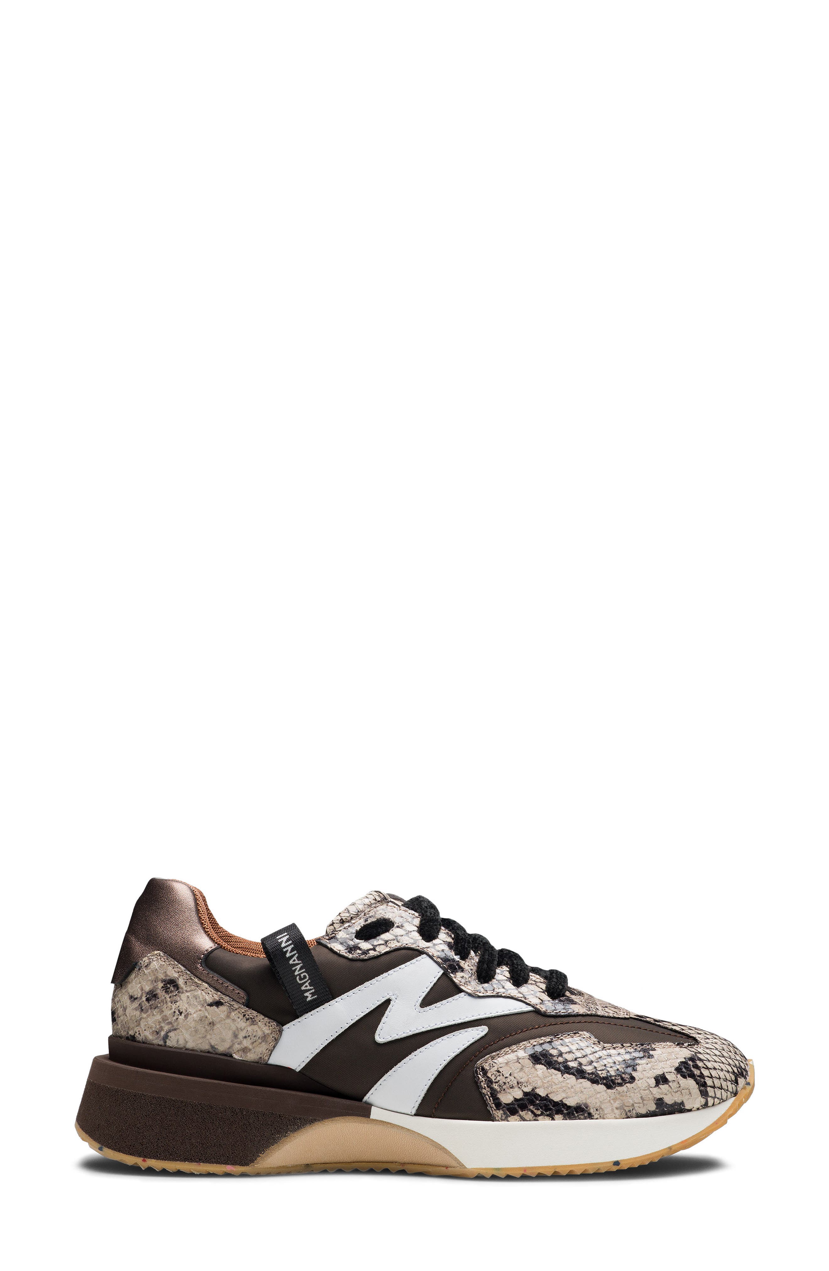 Mila Sneaker, Alternate, color, BEIGE FAUX PYHTON AND BROWN