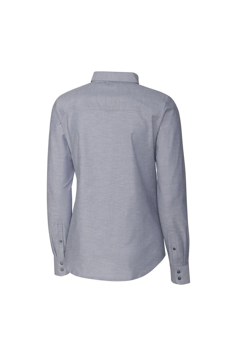 Women's Cutter & Buck  Charcoal Montana State Bobcats Vault Stretch Oxford Long Sleeve Tri-Blend Button-Up Dress Shirt, Alternate, color, Charcoal