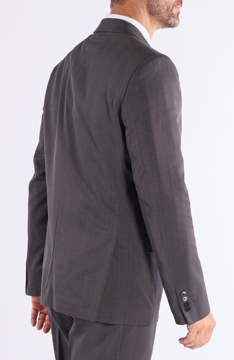 SAVILE ROW CO Hoxton Charcoal Plaid Notch Lapel Suit, Alternate, color, Grey