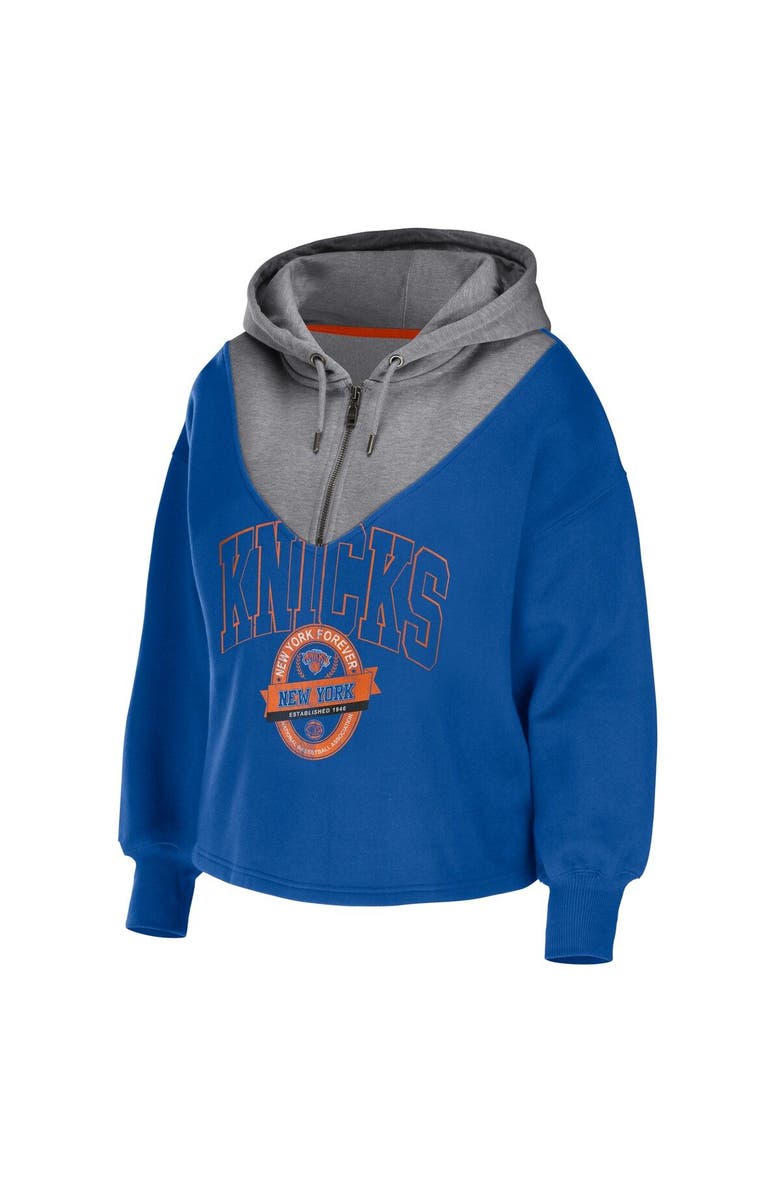 WEAR by Erin Andrews Women's WEAR by Erin Andrews Blue New York Knicks Pieced Quarter-Zip Hoodie Jacket, Alternate, color, Blue