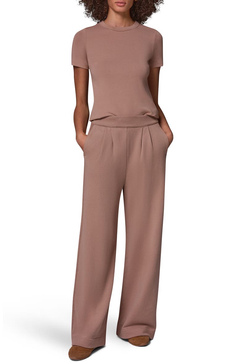 High Waist Wide Leg French Terry Pants, Alternate, color, CAMEL