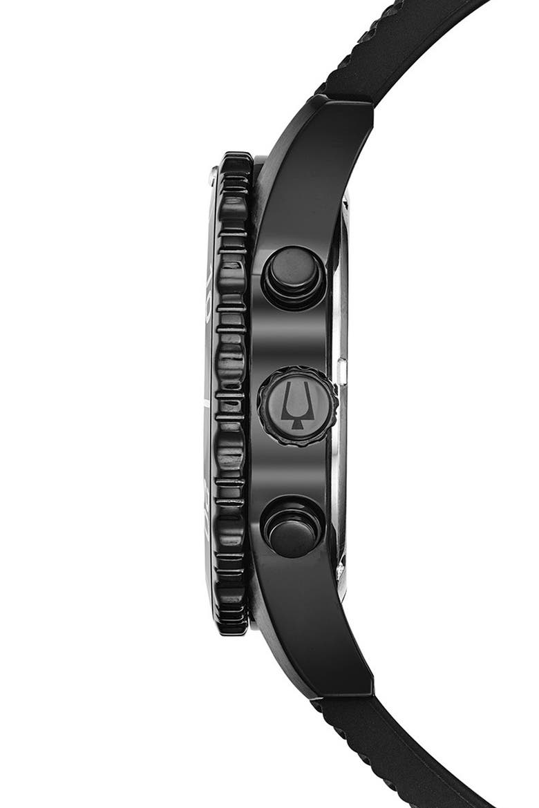 Silicone Strap Chronograph Watch, 43mm, Alternate, color, BLACK