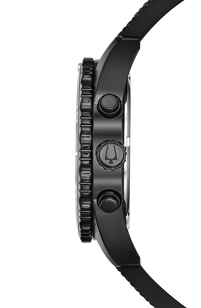 BULOVA Silicone Strap Chronograph Watch, 43mm, Alternate, color, 