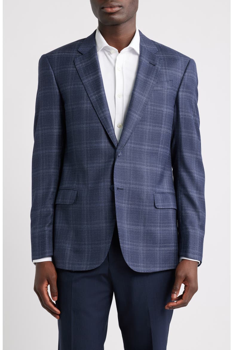 G-Line Blue Check Slub Sport Coat, Main, color, FANCY BLUE
