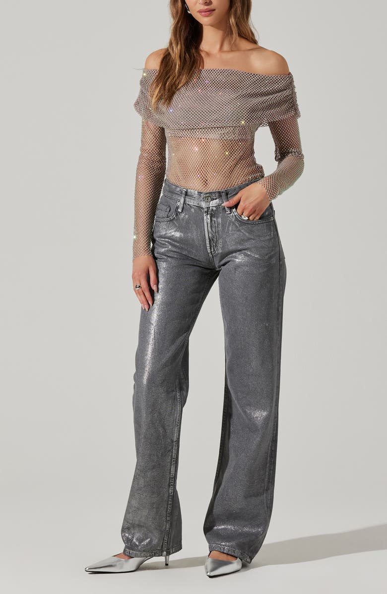 ASTR the Label Diamante Long Sleeve Mesh Shirt, Alternate, color, 