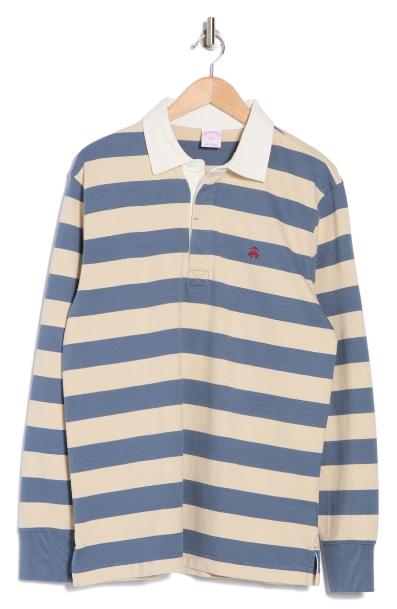 Brooks Brothers Stripe Rugby Shirt, Alternate, color, Blue/ Beige