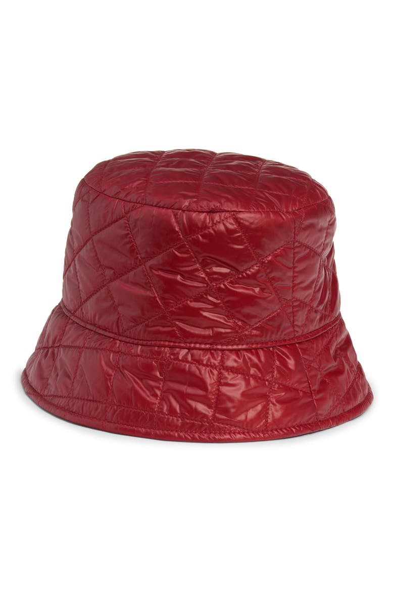 Diamond Quilted Nylon Bucket Hat, Alternate, color, RED AUBURN