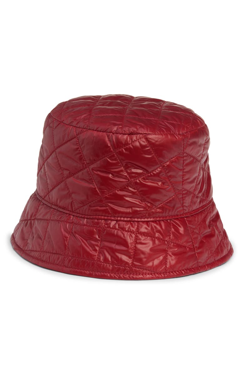 Moncler Diamond Quilted Nylon Bucket Hat, Alternate, color, Red Auburn