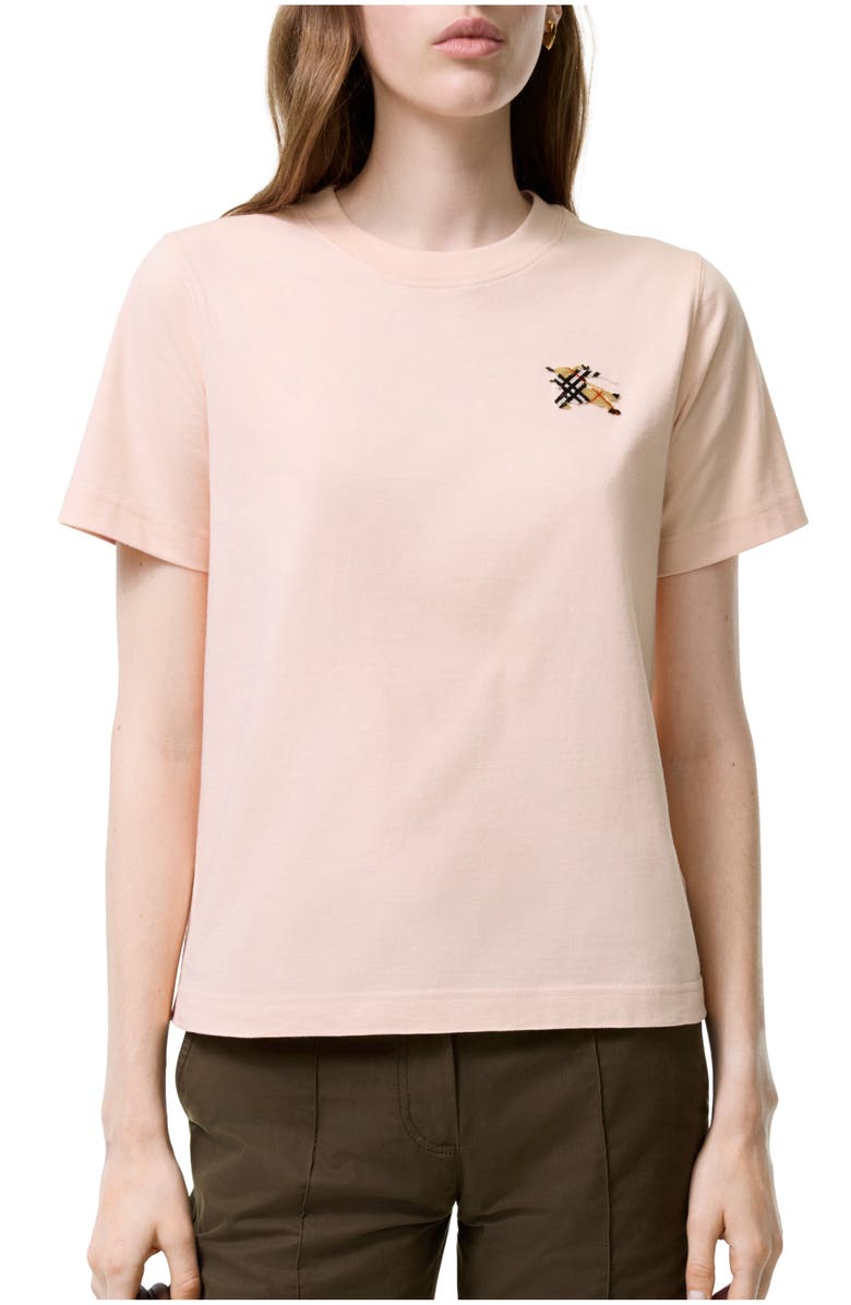 Burberry Knight Check Cotton T-shirt, Main, color, Compact Pink