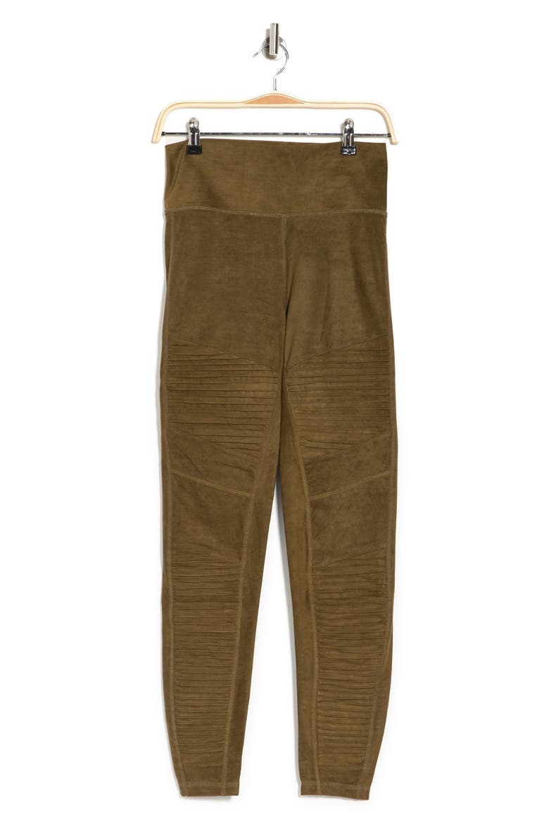 Faux Suede High Waist Moto Leggings, Alternate, color, OLIVE