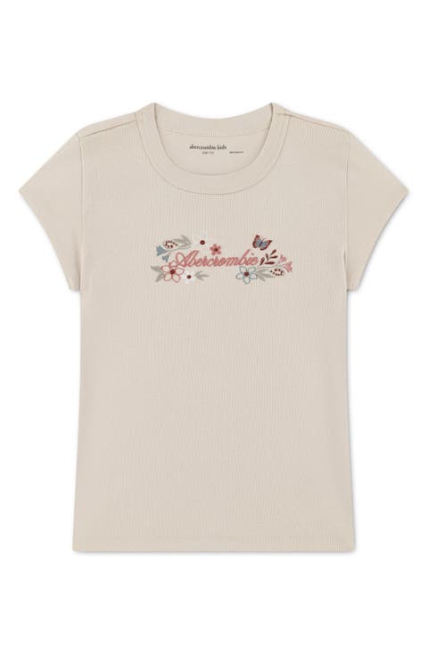 Kids' Floral Logo Raglan