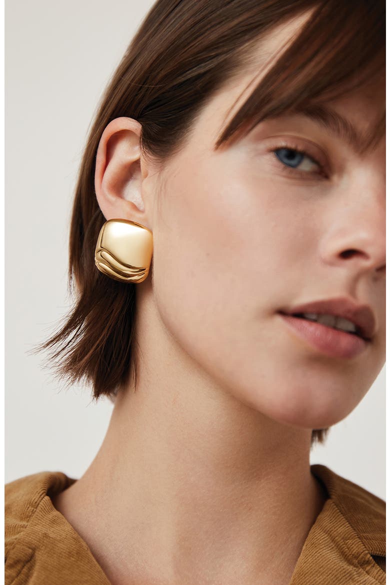 Rue Statement Button Earrings, Alternate, color, HIGH POLISH GOLD
