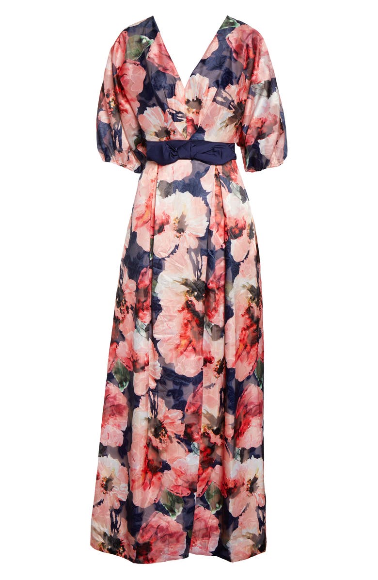 Carmen Marc Valvo Infusion Floral Print Chiffon Ballgown, Alternate, color,
