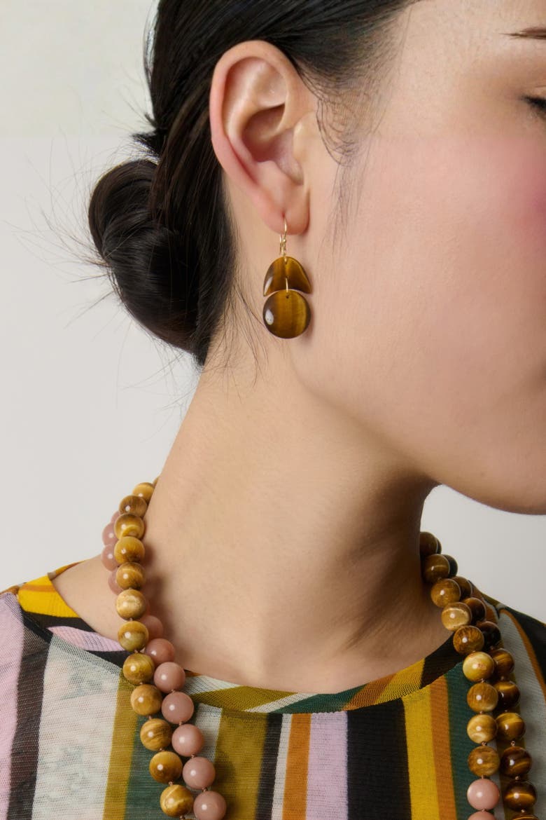 Tiger's Eye Tiny Arp Drop Earrings, Alternate, color, Tiger's Eye