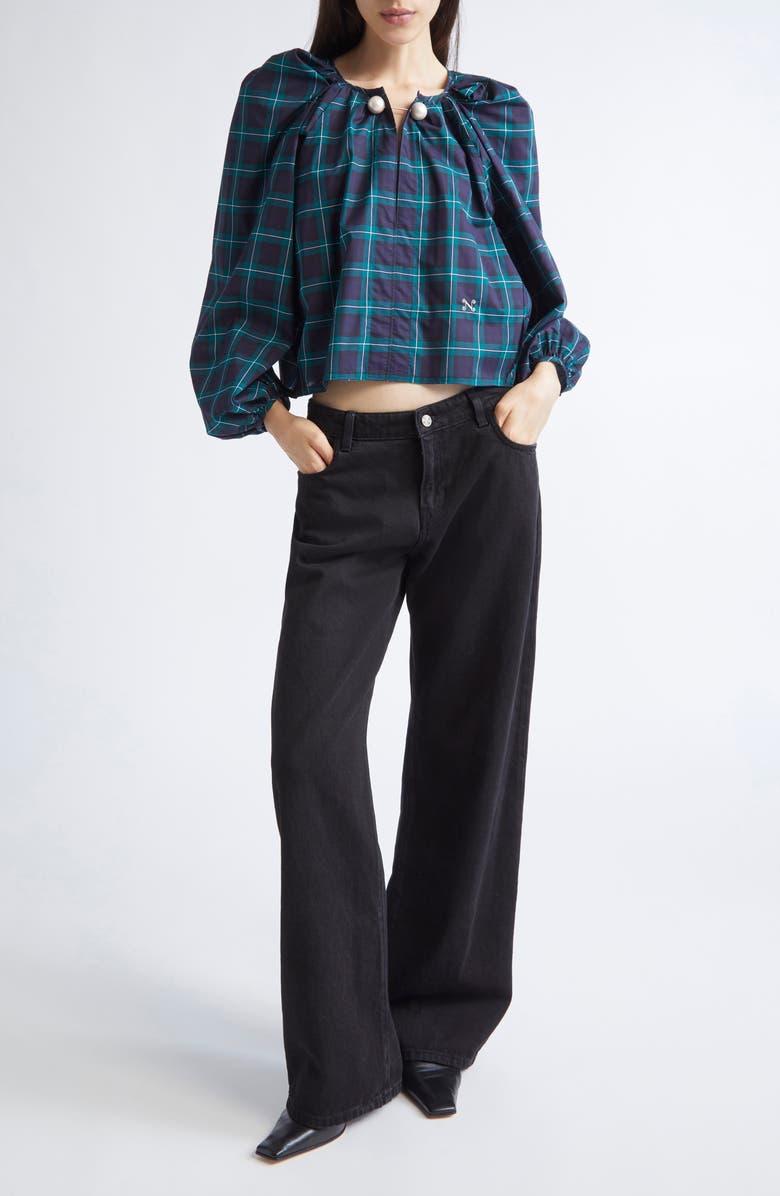 NACKIYÈ Grand Bazaar Plaid Cotton Top, Alternate, color, Navy Tartan