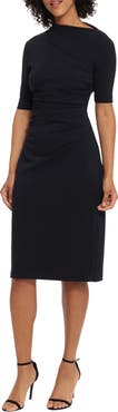 Maggy London Asymmetric Neck Sheath Midi Dress