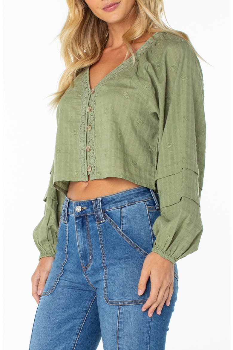 Monterey Eyelet Cotton Top, Alternate, color, OIL GREEN