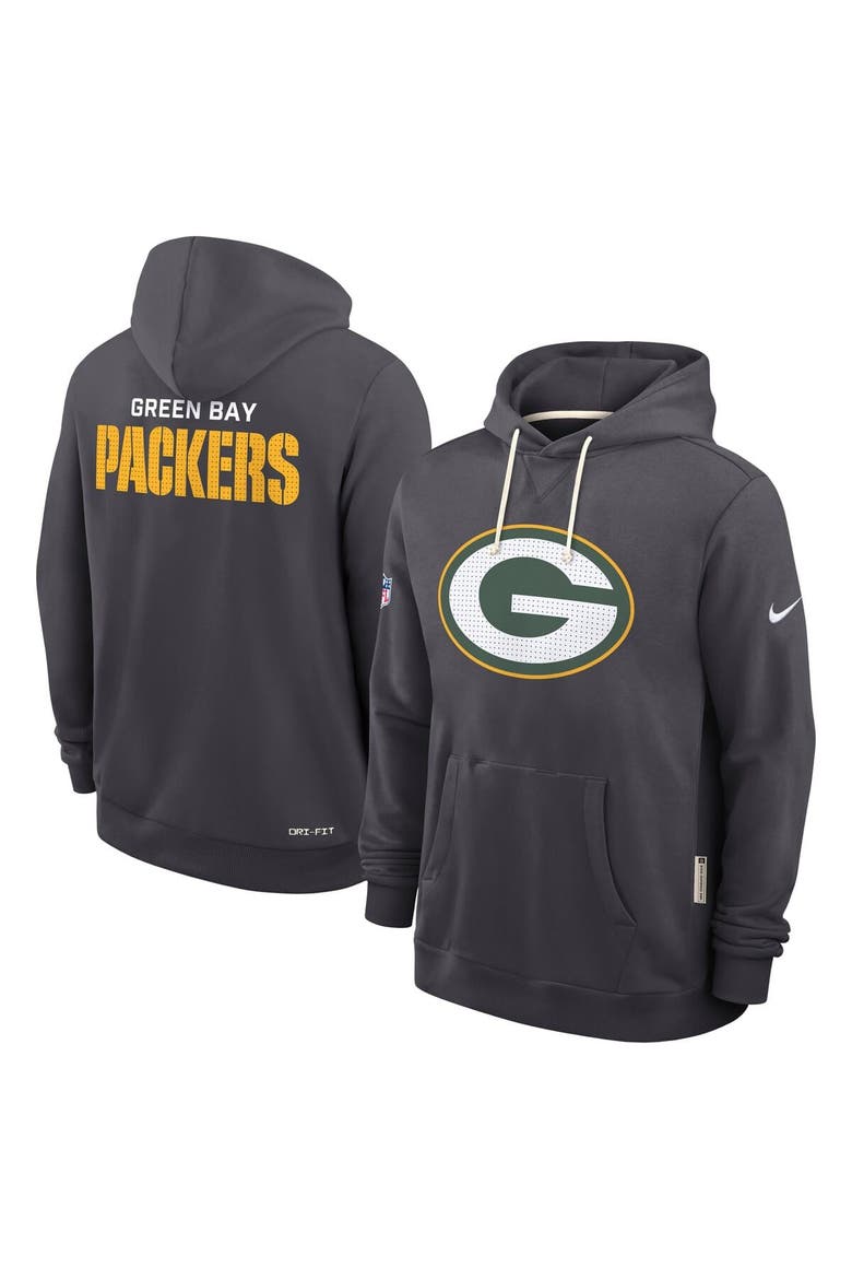 Men's Nike Anthracite Green Bay Packers Sideline Standard Issue Initial Home Dri-FIT Hoodie, Alternate, color, Anthracite