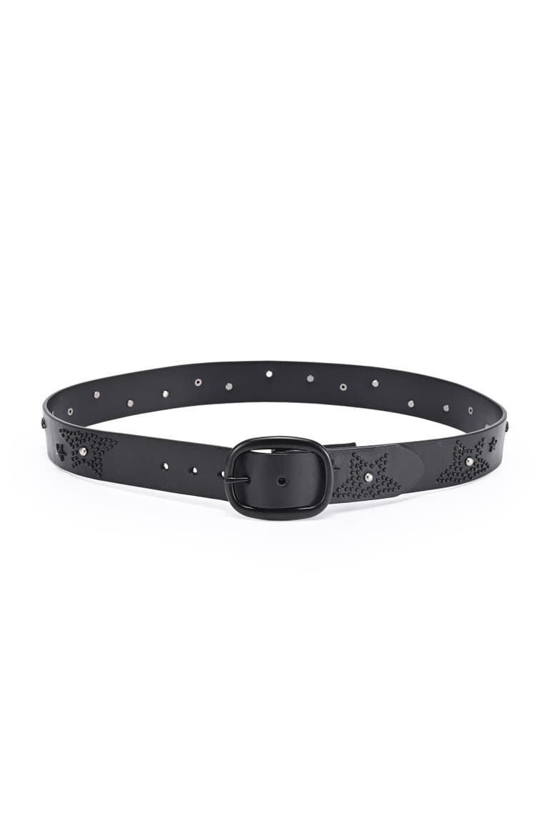 Glory Genuine Leather Star Studded Heritage Belt, Alternate, color, Black