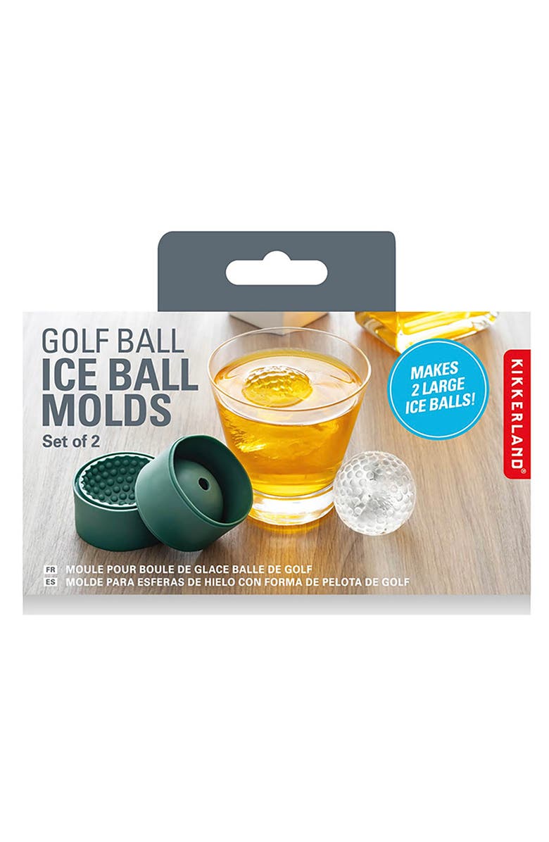 Kikkerland Design Set of 2 Golf Ball Ice Cube Molds, Alternate, color, Multi
