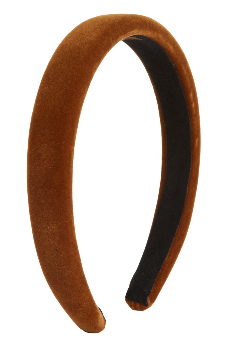 Tasha Velvet Headband, Main, color, Copper