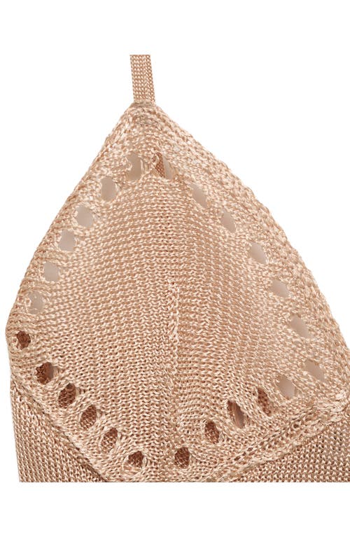 Mango Open Stitch Metallic Bodysuit In Gold