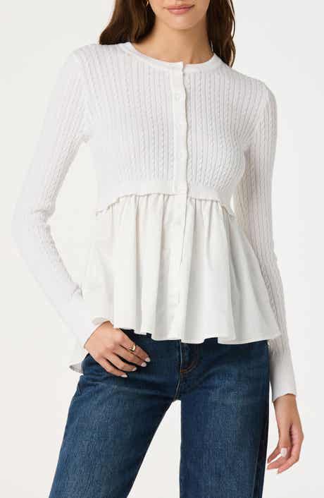 ASTR the Label Mixed Media Peplum Top