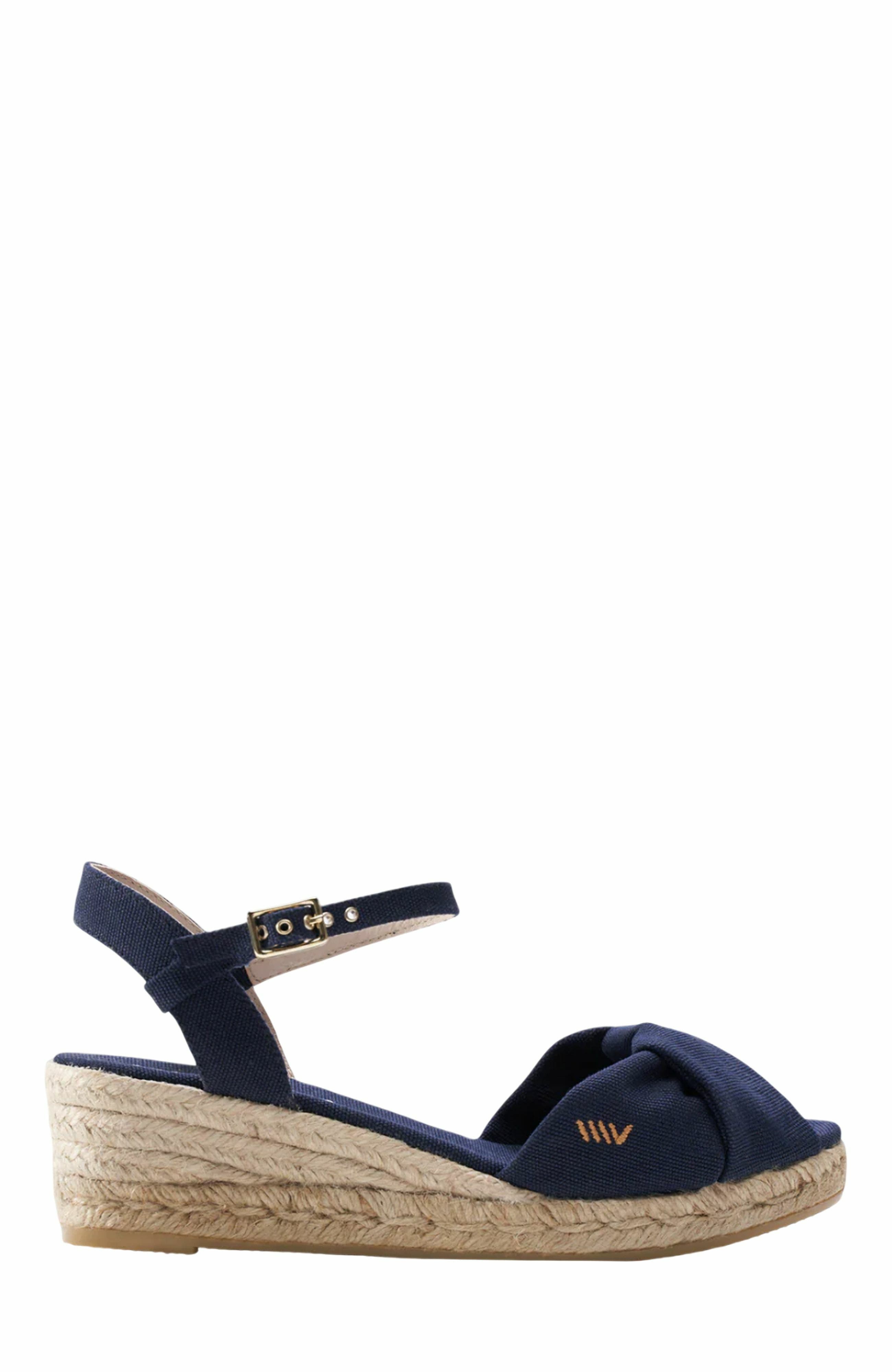 VISCATA Farella Canvas Espadrille Sandal Wedges, Main, color, Navy Blue