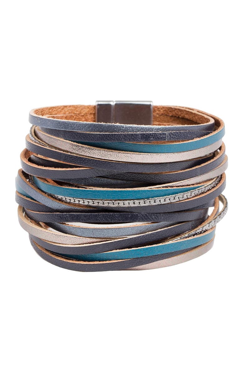 SAACHI On the Line Leather Bracelet, Main, color,