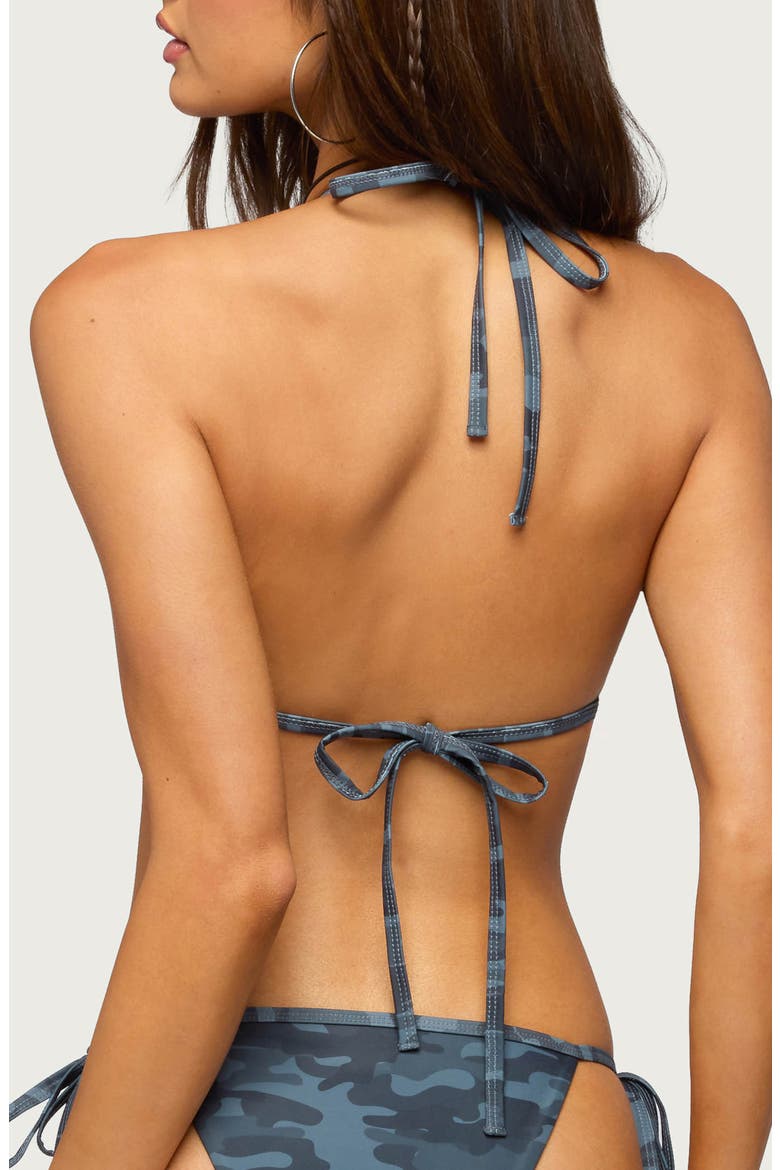 Aviah Ruffle Camo Triangle Bikini Top, Alternate, color, CHARCOAL