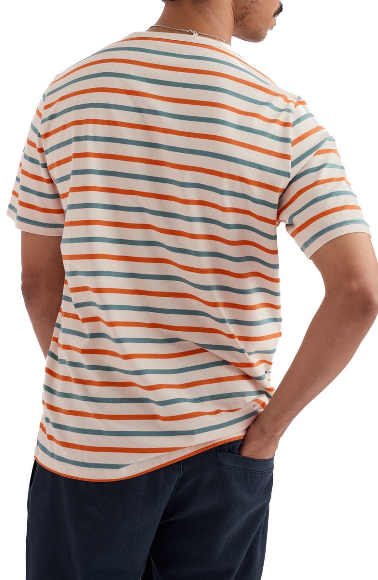 Seasalt Cornwall Seven Seas Sailor Striped Organic Cotton T-shirt, Alternate, color, Duet Breton Ecru Tangerine