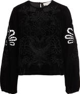 Treasure & Bond Velour Floral Cutwork Top