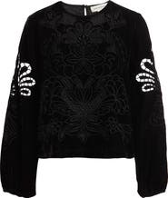 Treasure & Bond Velour Floral Cutwork Top