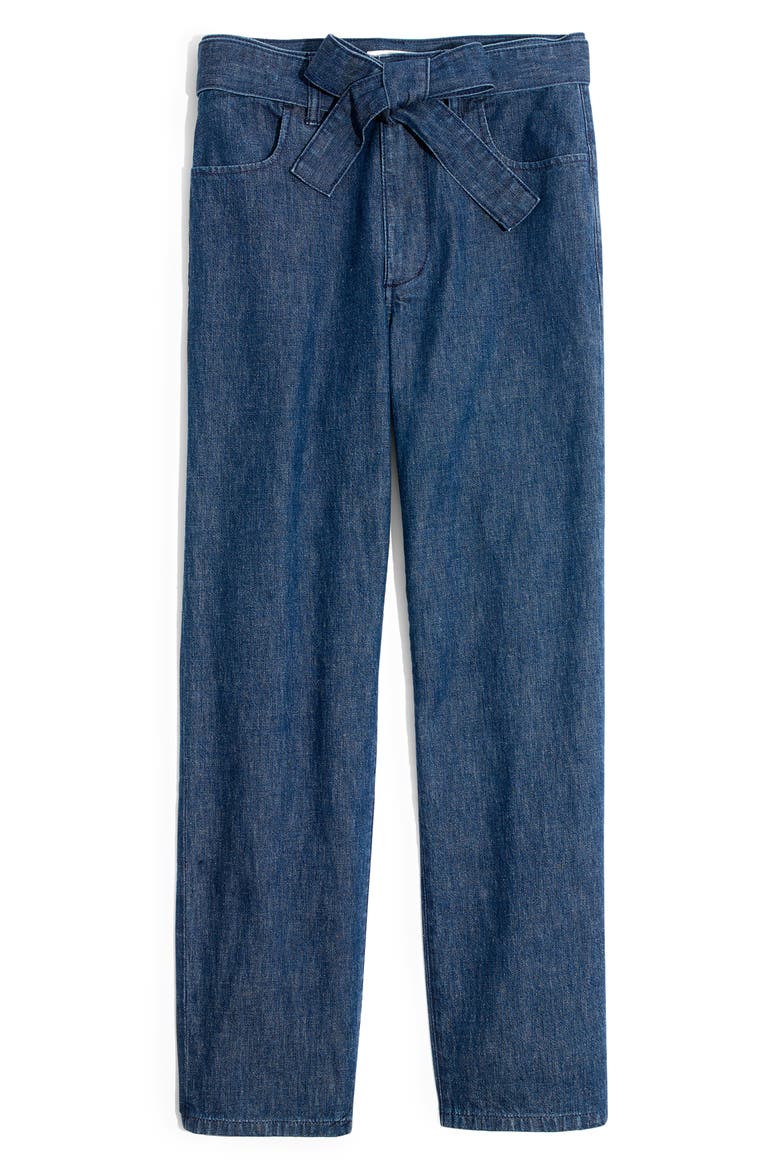 Tie Waist Tapered Denim Pants, Alternate, color, DEVINE