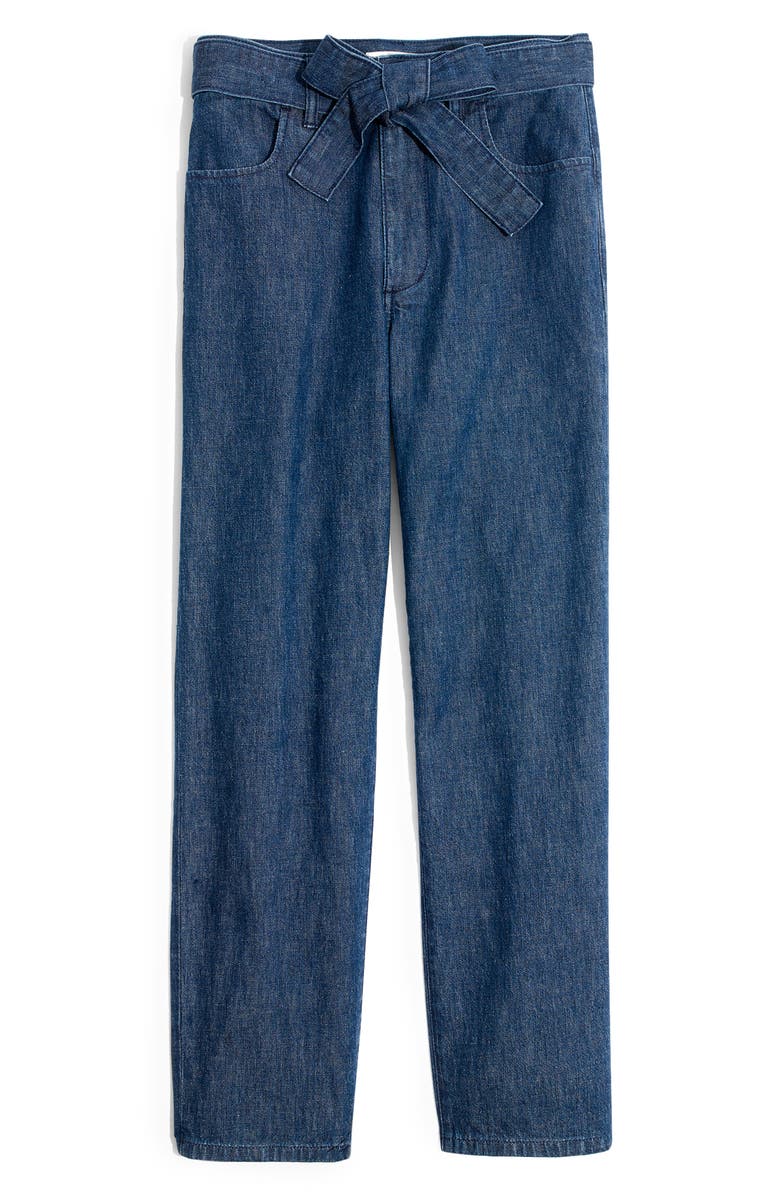 Madewell Tie Waist Tapered Denim Pants, Alternate, color, 