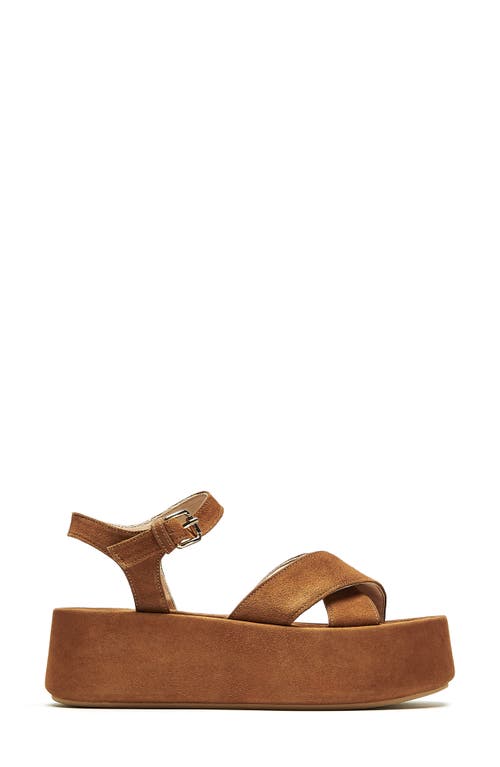 La Canadienne Kinsley Platform Ankle-strap Suede Sandals In Chestnut Suede